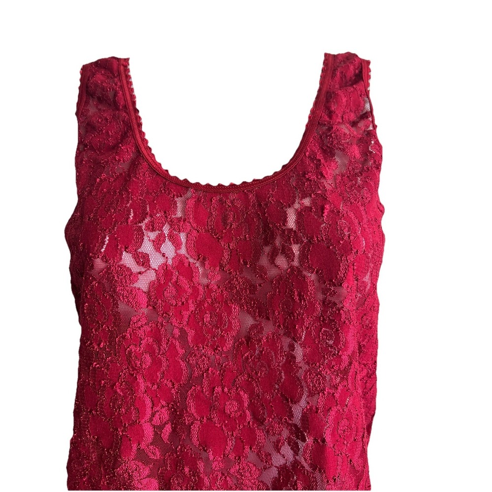 Lace Top Medium Sleeveless Shirt Red Floral Women Clothing - Picture 4 of 5